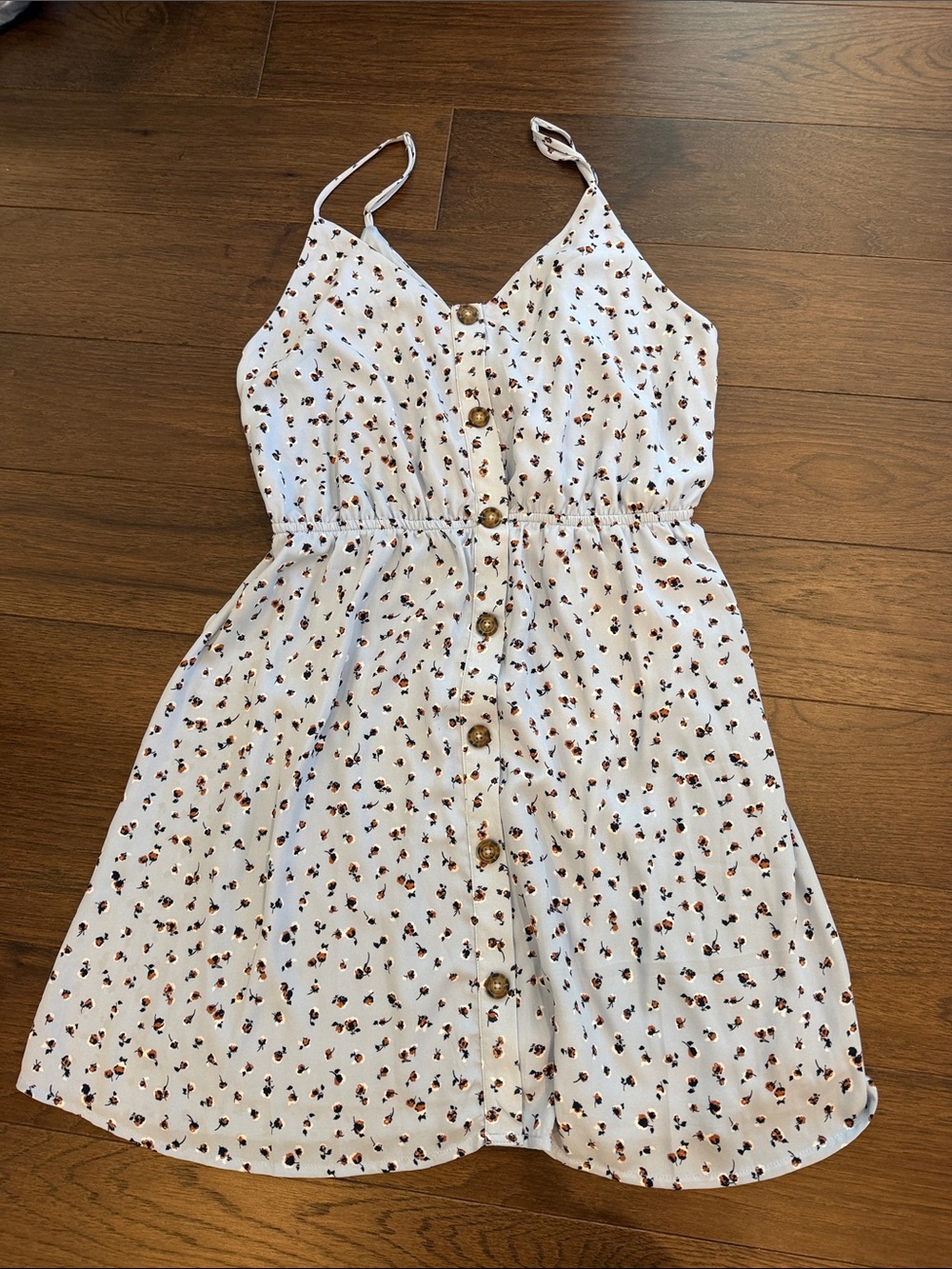 Sienna Sky Blue Mini Button Front Dress Size Large - C8-106